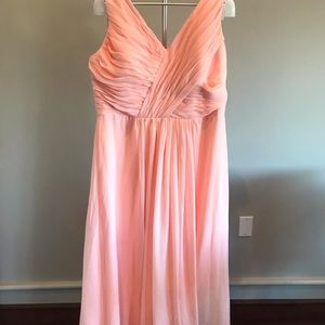 Light pink formal dress with slit & corset style back, size 16W.